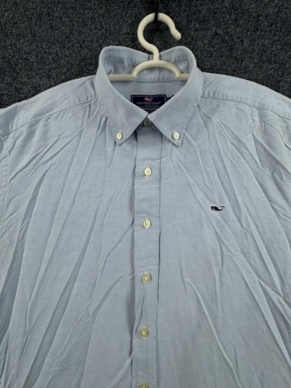 Vineyard Vines Oxford Logo Button-Down Blue Whale Large Cotton Men Solid Casual
